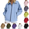 thumbnail image 1 of FRSASU Women's Zip Up Lightweight Windbreaker Jacket Summer Casual Loose Collar Coat Hiking Raincoat with Pockets Yellow, 1 of 6