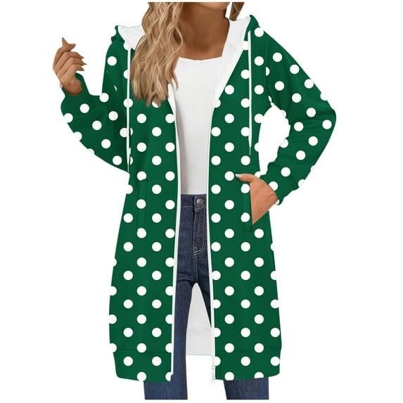 FRSASU Women's Zip up Hoodies Long Sleeve Hooded Sweatshirt Non Positioning Printed Loose Jacket with Pockets Army Green