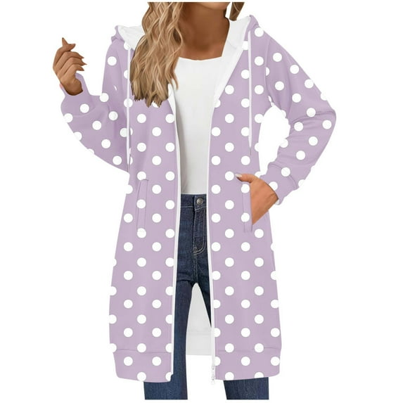 FRSASU Women's Zip up Hoodies Long Sleeve Hooded Sweatshirt Non Positioning Printed Loose Jacket with Pockets Purple