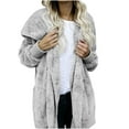 thumbnail image 1 of FRSASU Women's Zip up Hoodies Oversized Fleece Long Tunic Sweatshirts Solid Casual Long Sleeve Fall Winter Hoodie Jacket Coat Gray, 1 of 5
