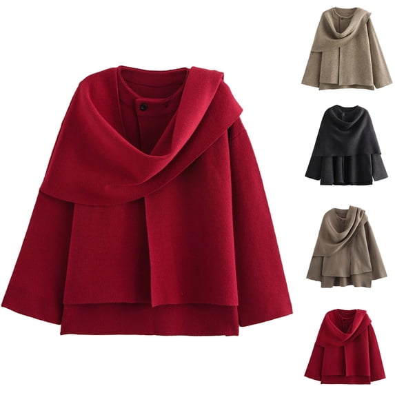 FRSASU Women's casual and comfortable Cardigan Sweaters Fall Winter Button Cardigans Long Sleeve Loose Casual Sweater Coat Red