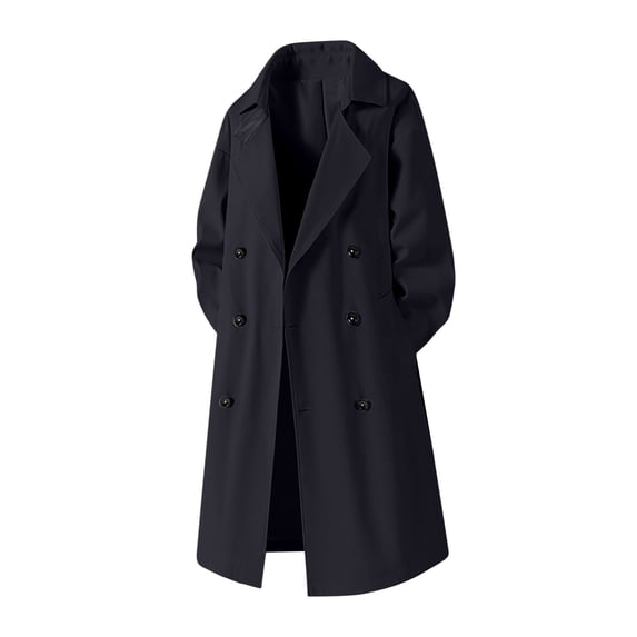FRSASU Women's fashionable and comfortable plus size autumn and winter fashion retro long workwear hooded windbreaker jacket Black