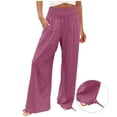 thumbnail image 1 of FRSASU Women's high waisted ankle tied drawstring Wide Leg Lounge Pants with Pockets Light Weight Loose Comfy Casual Pants Hot Pink, 1 of 7