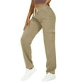 thumbnail image 1 of FRSASU Women's solid color Cargo Lightweight Hiking loose Pants Casual High Waisted drawstring Athletic Outdoor Travel Trousers with Pockets Khaki, 1 of 5
