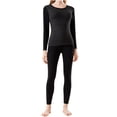 thumbnail image 1 of FRSASU Women's thermal Underwear Set Round Neck Long Sleeve Base Layers Set Black, 1 of 6
