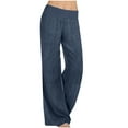 thumbnail image 1 of FRSASU Women solid color imitation denim pants Wide Leg Pants High Elastic Waisted Casual Business Work Trousers Long Straight Suit Pants Dark Gray, 1 of 6