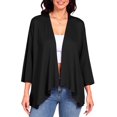 thumbnail image 1 of FRSASU Womens 3/4 Sleeve Lightweight Cardigan Solid Color Casual Open Front Kimono Summer Ruffle Loose Cardigans Black, 1 of 6