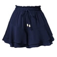 thumbnail image 1 of FRSASU Womens A Line Ruffle Layered High Waisted Flowy Mini Skirt Casual Lightweight Elastic Drawstring Waist Skirts Navy, 1 of 9