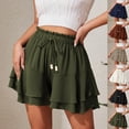 thumbnail image 1 of FRSASU Womens A Line Ruffle Layered High Waisted Flowy Mini Skirt Casual Lightweight Elastic Drawstring Waist Skirts White, 1 of 9