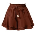 thumbnail image 1 of FRSASU Womens A Line Ruffle Layered High Waisted Flowy Mini Skirt Casual Lightweight Elastic Drawstring Waist Skirts Wine, 1 of 9