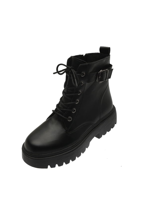 Womens Boots Ladies Casual Water-Resistant Lace Up with Zipper Inside Boots Fashion Round Toe Lug Sole Ankle Boots&Booties for Women On