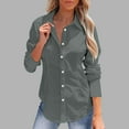 thumbnail image 1 of FRSASU Womens Button Down Shirts Long Sleeve Cotton Linen Tops Casual Collared Lapel Loose Fit Shirt Gray, 1 of 9