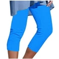 thumbnail image 1 of FRSASU Womens Capri Pants Casual Summer Beach Pant Athletic Workout Yoga Capris Plus Size Comfy Cropped Leggings Sky Blue, 1 of 5