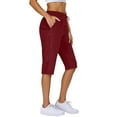 thumbnail image 1 of FRSASU Womens Capri Pants Yoga Capris Summer High Waisted Casual Lounge Cropped Pants with Pockets Red XXL(XXL), 1 of 5