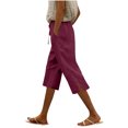 thumbnail image 1 of FRSASU Womens Capris Loose Fit Casual Pants Dressy Lightweight Solid Color Baggy Pants for Hiking Wine M(M), 1 of 5