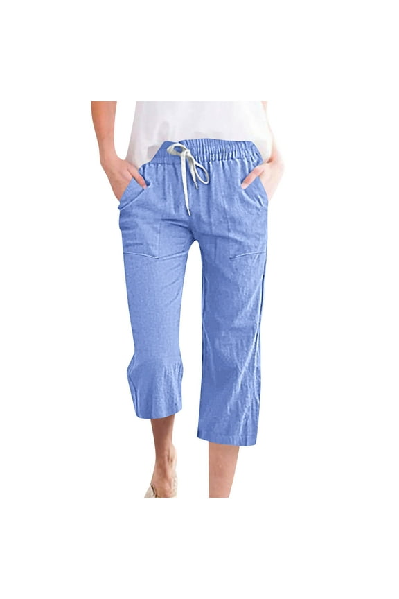 Womens Cargo Capris Lightweight Hiking Pants 6 Pockets Quick Dry Casual Outdoor Trip Loose Shorts Cropped Cotton