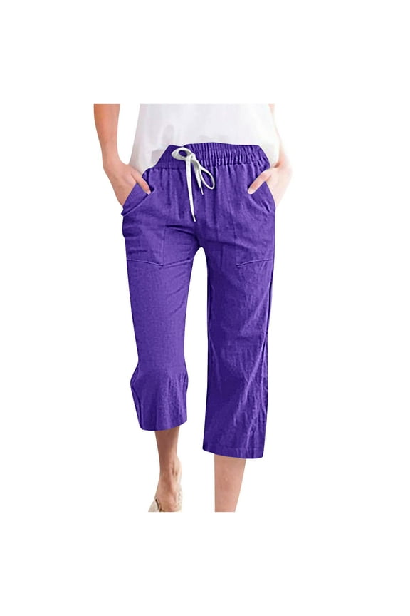 Womens Cargo Capris Lightweight Hiking Pants 6 Pockets Quick Dry Casual Outdoor Trip Loose Shorts Cropped Cotton