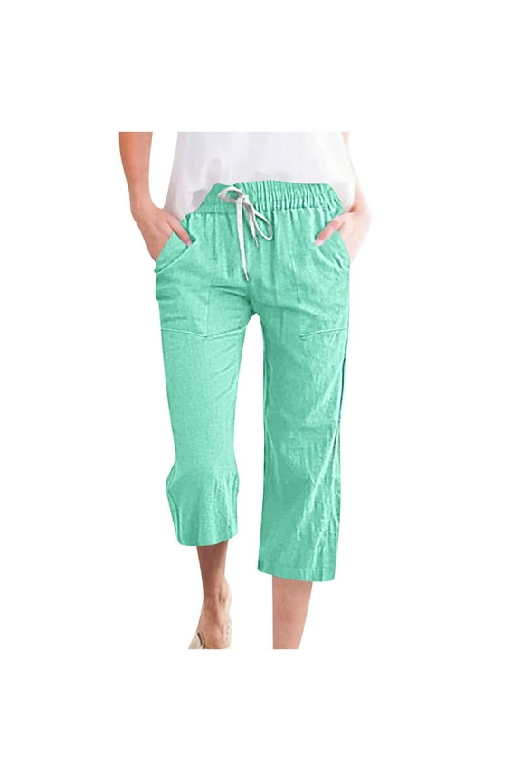 Womens Cargo Capris Lightweight Hiking Pants 6 Pockets Quick Dry Casual Outdoor Trip Loose Shorts Cropped Cotton