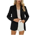 thumbnail image 1 of FRSASU Womens Casual Blazer Jacket Button Solid Long Sleeve Work office Blazer Lapel Open Front Jacket with Pocket Black L(L), 1 of 7