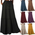 thumbnail image 1 of FRSASU Womens Casual Boho High Waisted Flowy Maxi Skirts Trendy Loose Solid Long Skirts with Pockets Yellow 10(XL), 1 of 7