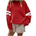 thumbnail image 1 of FRSASU Womens Casual Crew Neck Long Sleeve Sweatshirts Lightweight Loose Pullover Tops Red, 1 of 5