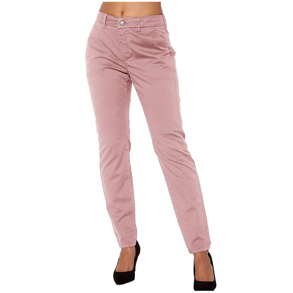 FRSASU Womens Casual High Waist Straight Leg Pants Stretchy Button Business Dress Work Trousers with Pockets Pink