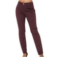 thumbnail image 1 of FRSASU Womens Casual High Waist Straight Leg Pants Stretchy Button Business Dress Work Trousers with Pockets Wine, 1 of 7