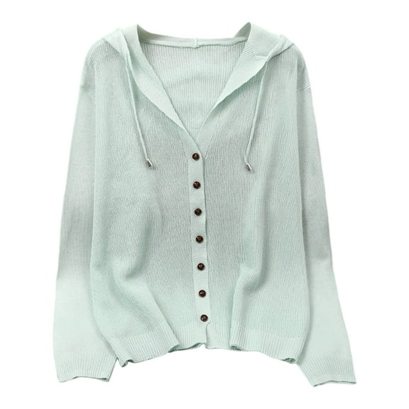 FRSASU Womens Casual Lightweight Long Sleeve Cardigan Soft Open Front Button Solid Color Knitted Coat Tops Green
