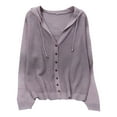 thumbnail image 1 of FRSASU Womens Casual Lightweight Long Sleeve Cardigan Soft Open Front Button Solid Color Knitted Coat Tops Purple, 1 of 6