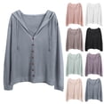thumbnail image 1 of FRSASU Womens Casual Lightweight Long Sleeve Cardigan Soft Open Front Button Solid Color Knitted Coat Tops White, 1 of 8