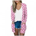 thumbnail image 1 of FRSASU Womens Casual Lightweight Non Positioning Polka Dot Printing Long Sleeve Fashion Open Front Cardigan Pink S(S), 1 of 5
