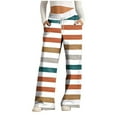thumbnail image 1 of FRSASU Womens Casual Pants Straight Wide Leg Striped Drawstring Elastic High Waisred Loose Comfy Lounge Fashion Trouses with Pockets Orange, 1 of 5