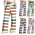 thumbnail image 1 of FRSASU Womens Casual Pants Straight Wide Leg Striped Drawstring Elastic High Waisred Loose Comfy Lounge Fashion Trouses with Pockets Pink, 1 of 6
