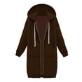 thumbnail image 1 of FRSASU Womens Coats and Jackets Jacket Plus Fleece Insert Pocket Hooded Zipper Mid Length Sweater, 1 of 1