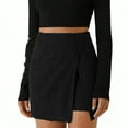 thumbnail image 1 of FRSASU Womens Corduroy Mini Skirt Casual High Waisted Side Slit A-line Bodycon Work Spring Fall Short Skirts Black, 1 of 8
