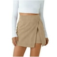 thumbnail image 1 of FRSASU Womens Corduroy Mini Skirt Casual High Waisted Side Slit A-line Bodycon Work Spring Fall Short Skirts Khaki, 1 of 8