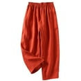 thumbnail image 1 of FRSASU Womens Cotton Linen Wide Leg Pants Solid Color High Waisted Baggy Loose Casual Pants Orange M(M), 1 of 5