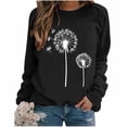 thumbnail image 1 of FRSASU Womens Dandelion Sweatshirt Casual Crewneck Tee Loose Long Sleeve Pullover Tops Black, 1 of 5
