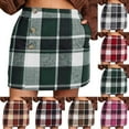 thumbnail image 1 of FRSASU Womens Elastic High Waist Button Plaid Skirt Bodycon Pencil Wool Mini Skirts with Pocket Wine, 1 of 9
