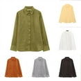 thumbnail image 1 of FRSASU Womens Fall/Winter Shirt Casual Turndown Collar Long Sleeve Linen Button Down Loose Blouse Tops Yellow XS(XS), 1 of 7