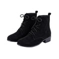 thumbnail image 1 of FRSASU Womens Faux Suede Lace‑Up Ankle Booties, Low Chunky Heel Round Toe Casual Short Boots with Back Pull Loop Dress Boots Black, 1 of 6