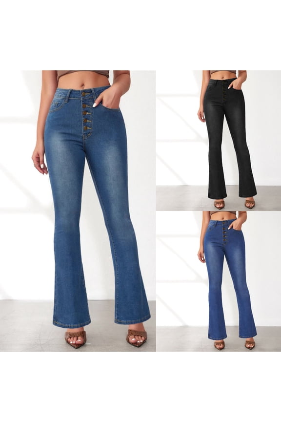 Womens Flare Jeans High Waisted Wide Leg Baggy Jean for Women Stretch Denim Pants Light Blue