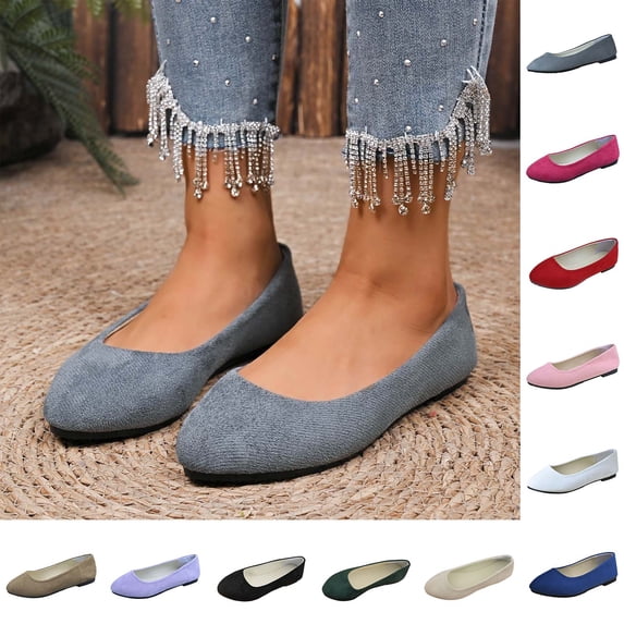 FRSASU Womens Flats Shoes Dressy Round Toe Foldable Ballet Flats Comfortable Casual Slip On Loafers White