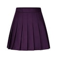 thumbnail image 1 of FRSASU Womens Girl High Waisted Solid Color Pleated Tennis Skater Casual Skirts with Lining Shorts Purple XL(XL), 1 of 9