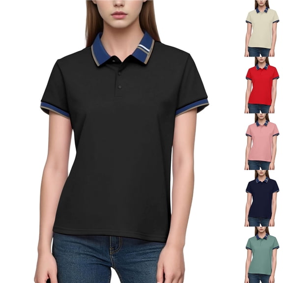 FRSASU Womens Golf Polo Shirts Short Sleeve Collared Tops Lightweight Moisture Wicking Tennis Activewear Red