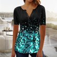 thumbnail image 1 of FRSASU Womens Hawaiian Shirts V Neck Short Sleeve Button Floral Printed T-Shirt Summer Casual Pleated Trendy Blouses Tops Sky Blue, 1 of 3