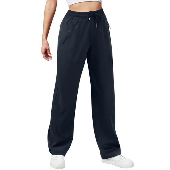 FRSASU Womens Hiking Pants Resistant Sweatpants Solid Elastic Waist Cargo Lightweight Work Travel Casual Navy S(S)