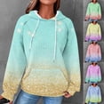 thumbnail image 1 of FRSASU Womens Hoodies Casual Long Sleeve Drawstring Color Block Printed Waffle Pullover Tops Loose Hooded Sweatshirt with Pocket Yellow, 1 of 5