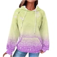 thumbnail image 1 of FRSASU Womens Hoodies Casual Long Sleeve Drawstring Color Block Printed Waffle Pullover Tops Loose Hooded Sweatshirt with Pocket Yellow, 1 of 5