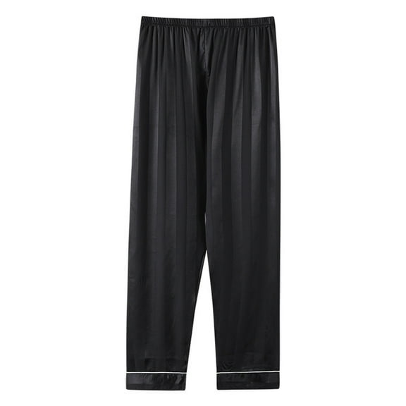 FRSASU Womens Ice Silk Satin Wide Leg Pajama Sleep Pants Solid High Waist Plus Size Casual Loose Soft Thin Pants with Pockets Black